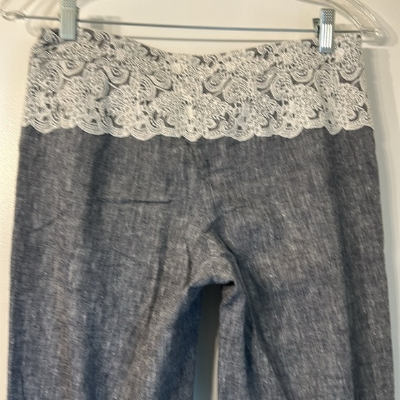 ANTHROPOLOGIE ELEVENSES THE BRIGHTON LINEN AND LACE WIDE LEG PANTS SIZE 4 - Picture 3 of 12